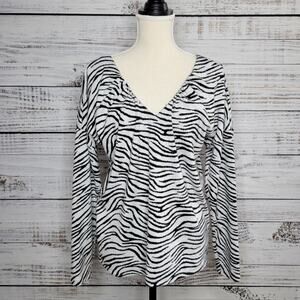 Anthropologie Maeve Double V Neck Zebra Print Sweater | Medium